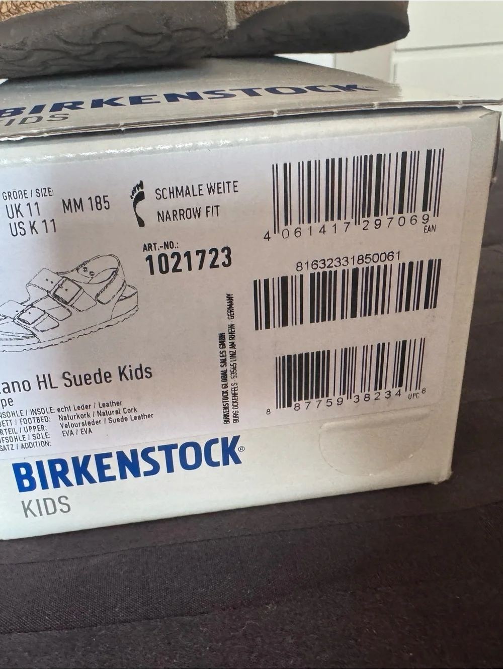 Birkenstock Kids Tan Suede Two-Strap Sandals with Heel Strap
